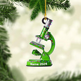 AOVL Custom Medical Microscope Ornament Microscope Ornament with Name Microscope Science Medical Ornament Medical Microscope Ornaments for Christmas Tree (MM6)